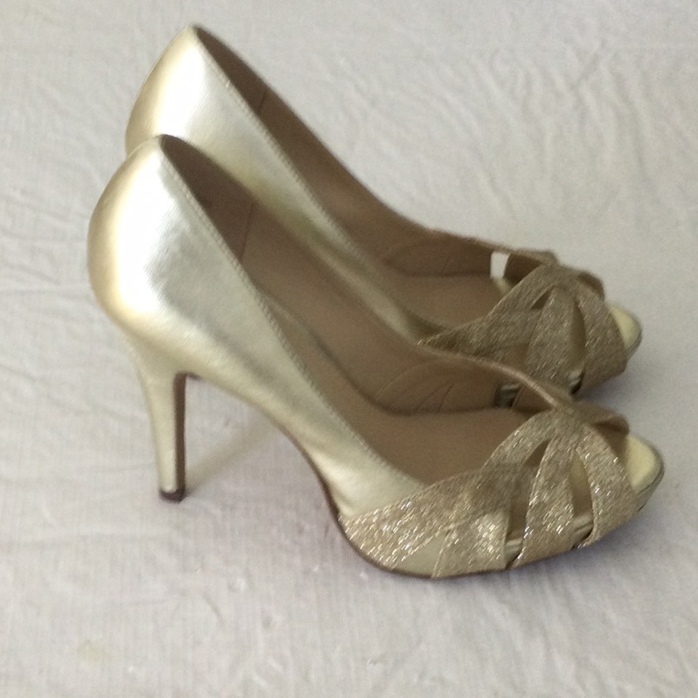 Lulu Townsend Shimmering Gold Heels - Picture 3 of 7
